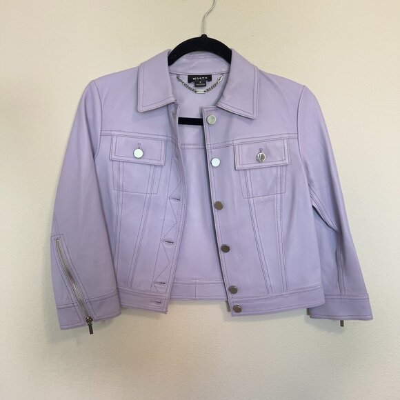 WORTH New York Lavender Leather Jacket – Size 0 - Picture 2 of 5